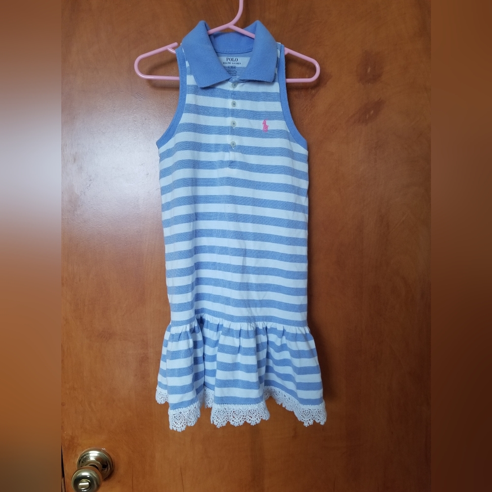Polo Ralph Lauren blue striped polo dress size 6 100% cotton